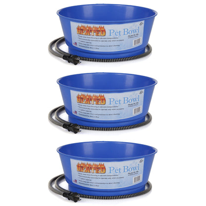Farm Innovators 60 Watt 1.5 Gallon Electric Heated Pet Water Bowl, Blue (3 Pack)