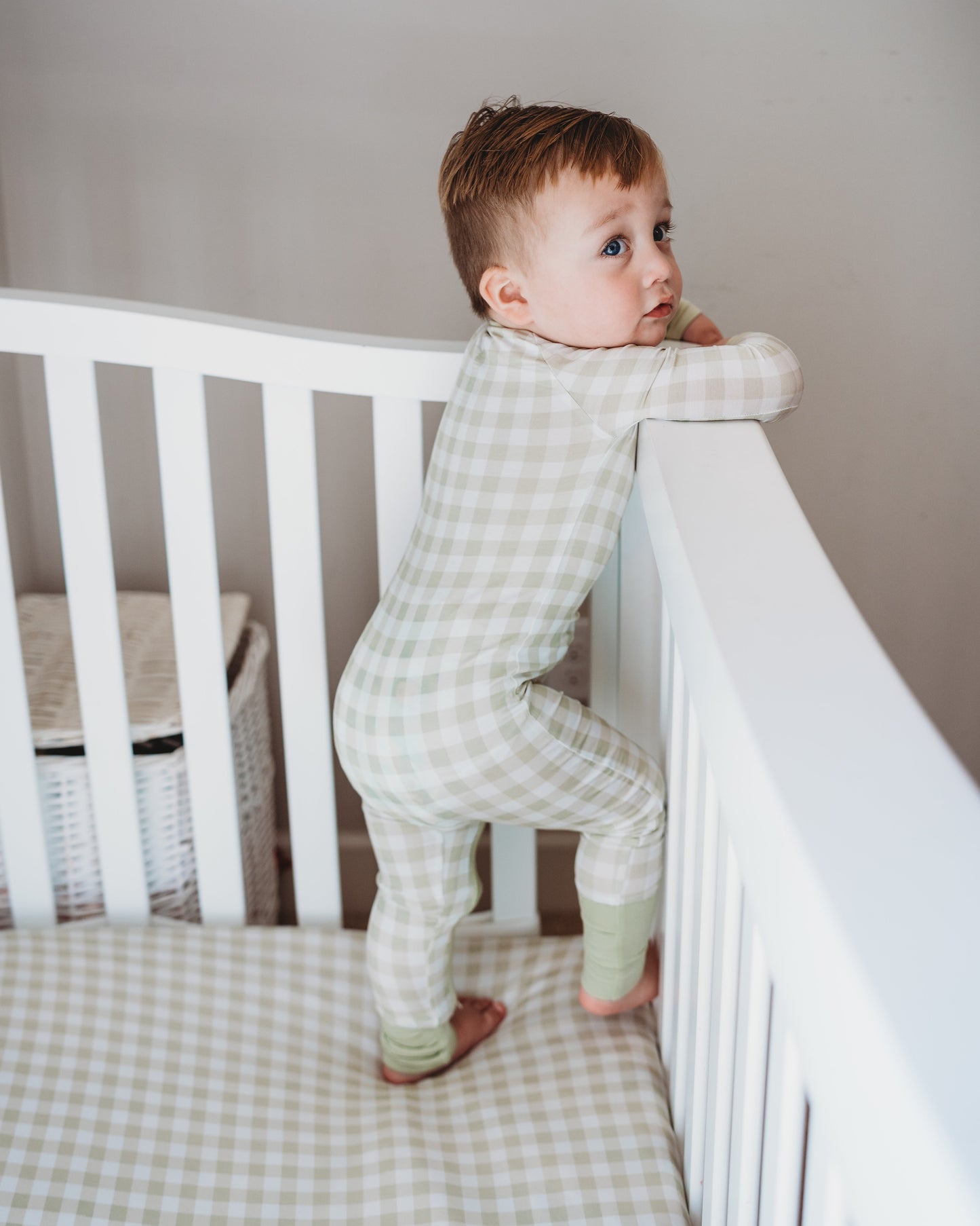 SAGE GINGHAM DREAM ROMPER