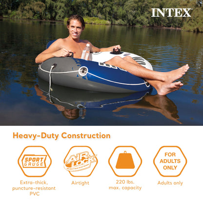 Intex River Run Connect Vinyl Lounge Inflatable Floating Water Tubes (3 Pack)