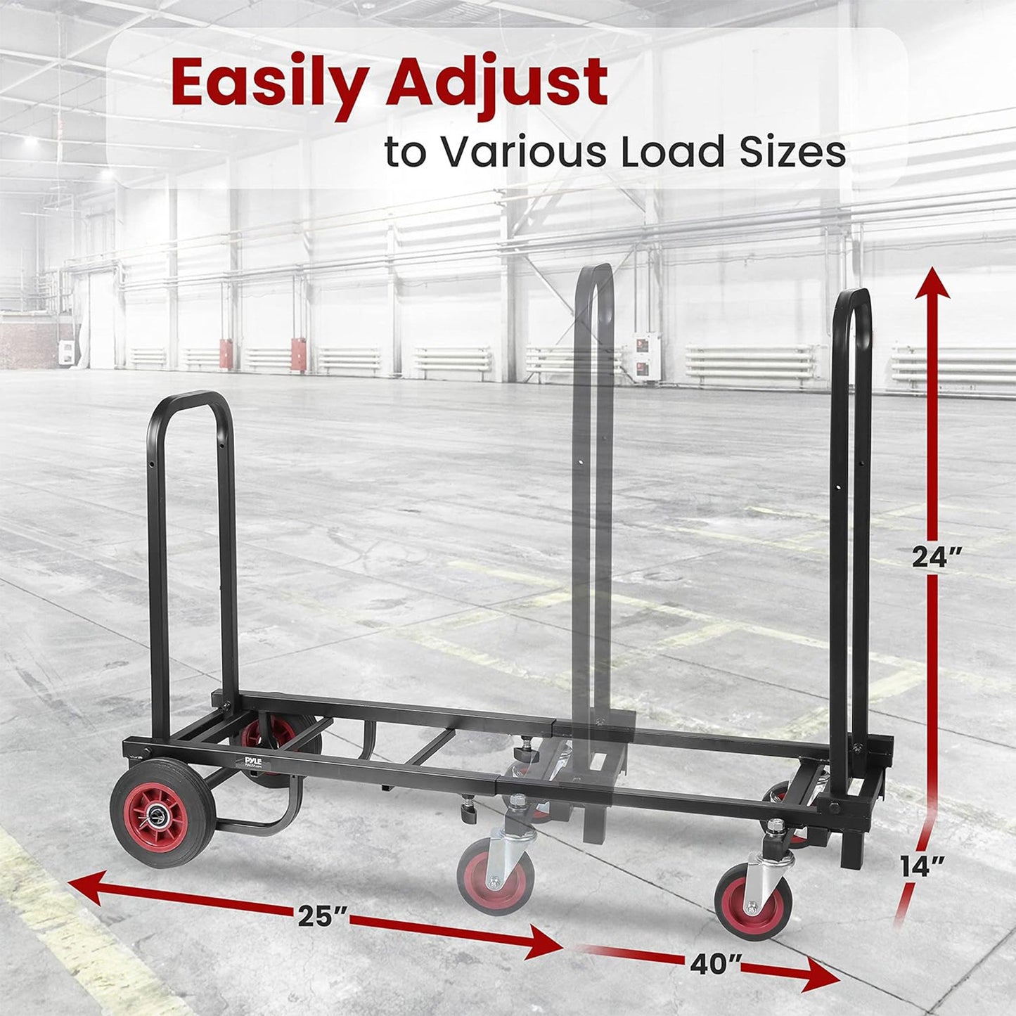 Pyle Compact Adjustable Folding Hand Truck Dolly Platform Equipment Cart, Black