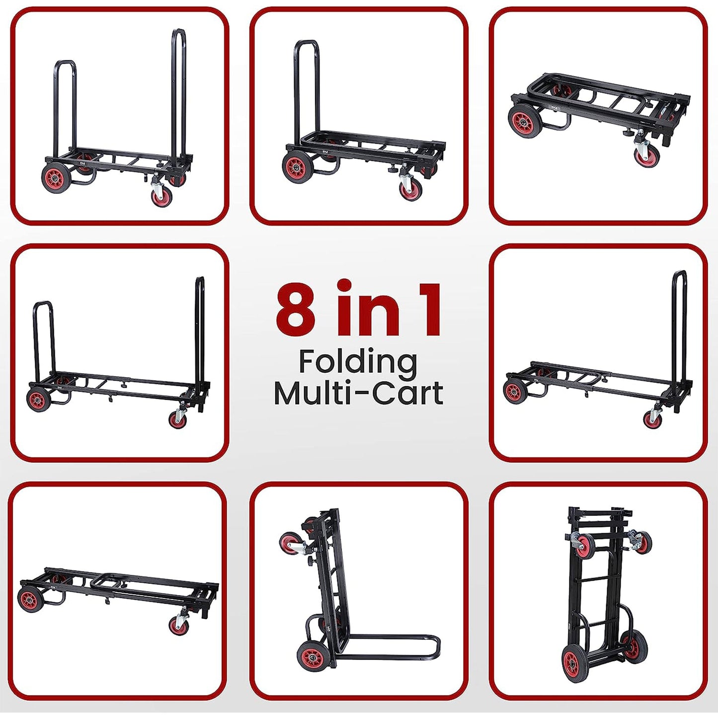 Pyle Compact Adjustable Folding Hand Truck Dolly Platform Equipment Cart, Black