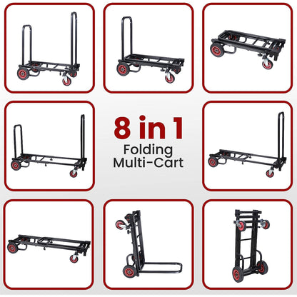 Pyle Compact Adjustable Folding Hand Truck Dolly Platform Equipment Cart, Black