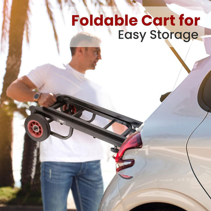 Pyle Compact Adjustable Folding Hand Truck Dolly Platform Equipment Cart, Black