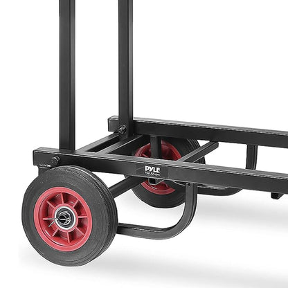 Pyle Compact Adjustable Folding Hand Truck Dolly Platform Equipment Cart, Black