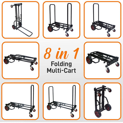 Pyle Compact Adjustable Folding Hand Truck Dolly Platform Equipment Cart, Black
