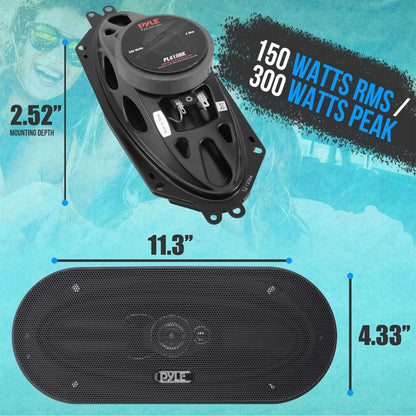 Pyle 4 Inch 3 Way Triaxial Pro Audio Car Universal Stereo Speakers, (Set of 2)