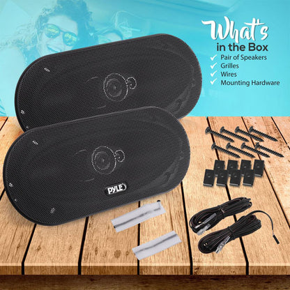 Pyle 4 Inch 3 Way Triaxial Pro Audio Car Universal Stereo Speakers, (Set of 2)