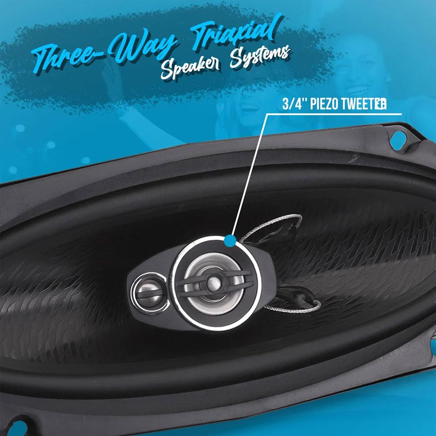 Pyle 4 Inch 3 Way Triaxial Pro Audio Car Universal Stereo Speakers, (Set of 2)