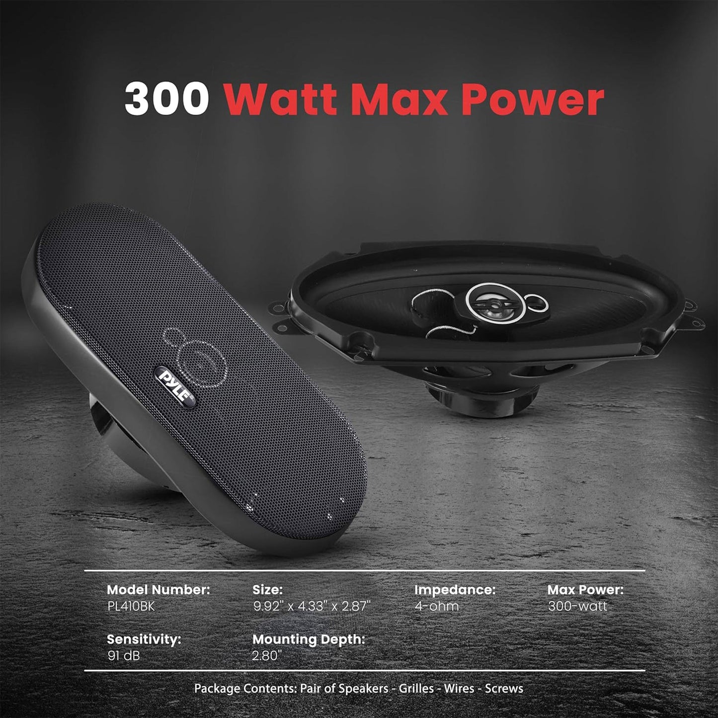 Pyle 4 Inch 3 Way Triaxial Pro Audio Car Universal Stereo Speakers, (Set of 2)