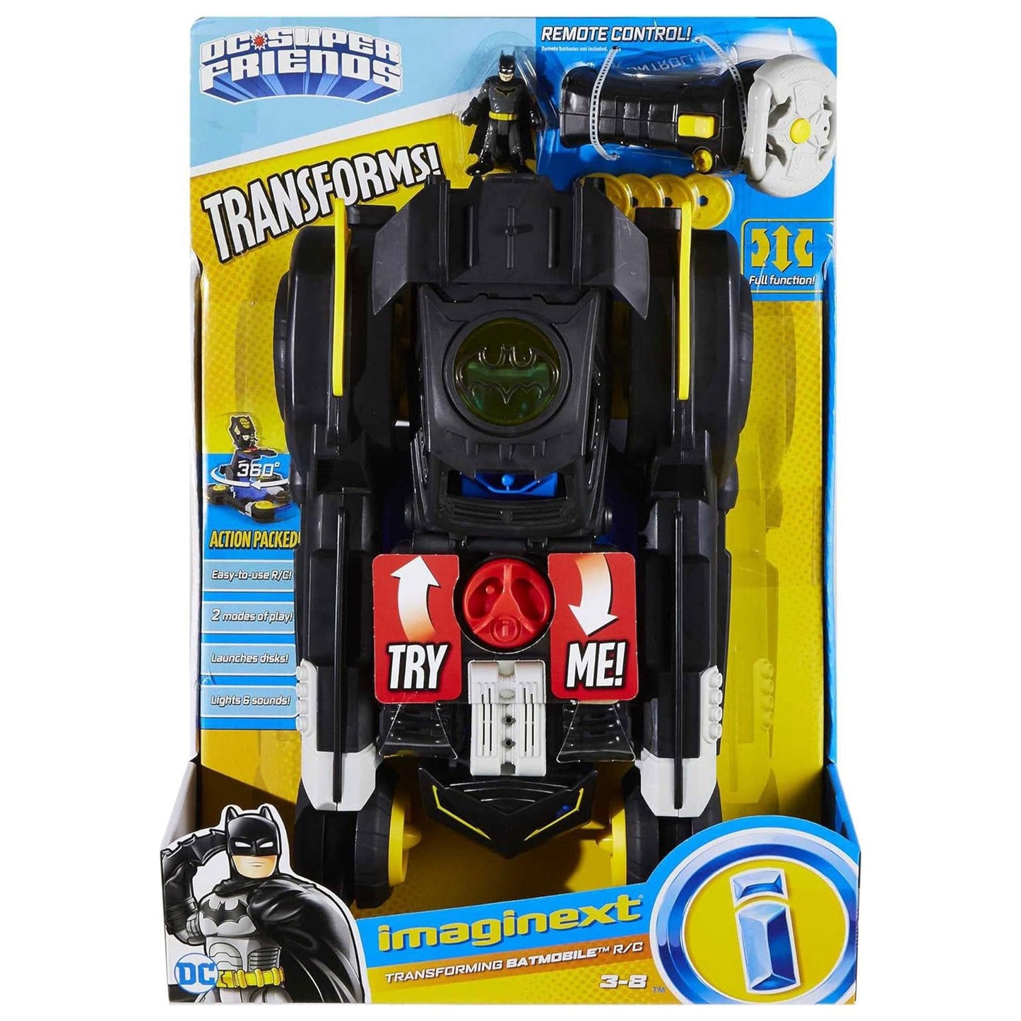 Fisher Price Imaginext DC Super Friends Batman Transforming Batmobile RC Car
