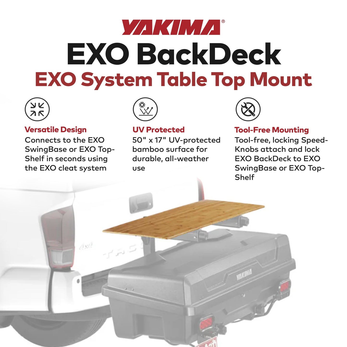 YAKIMA EXO BackDeck Table Top Mount Accessory for EXO Cargo Hitch Rack System