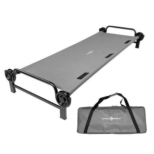 Disc-O-Bed Single Cot, Portable Sleep Solution for Tents & Cabins, Grey, Large