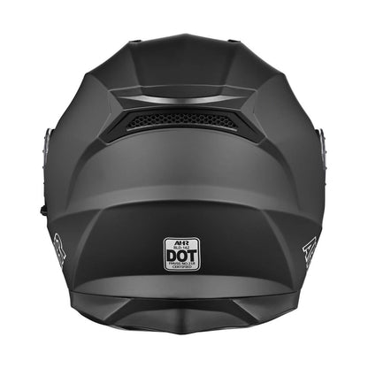 AHR RUN-M3 Modular Helmet Flip Up DOT 2-Visors Matte Black