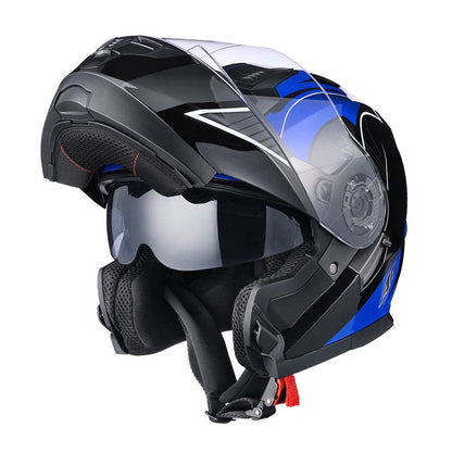 AHR RUN-M3 Modular Helmet Flip Up DOT 2-Visors Blue