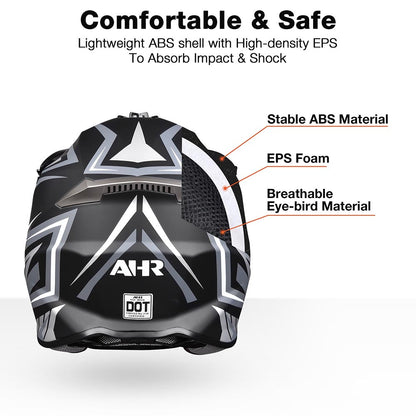 AHR Adult DOT Off-road Race Helmet Dirt Bike MX ATV Black