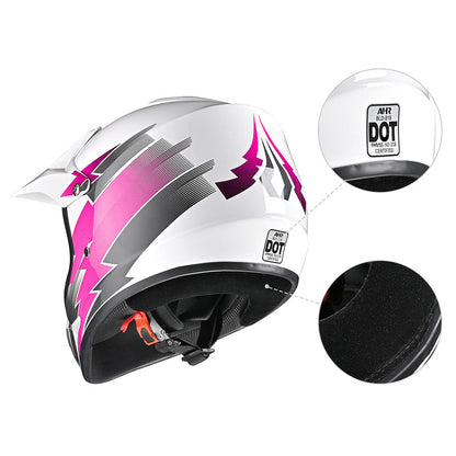 AHR Dirt Bike Helmet for Youth H-VEN12 DOT Pink