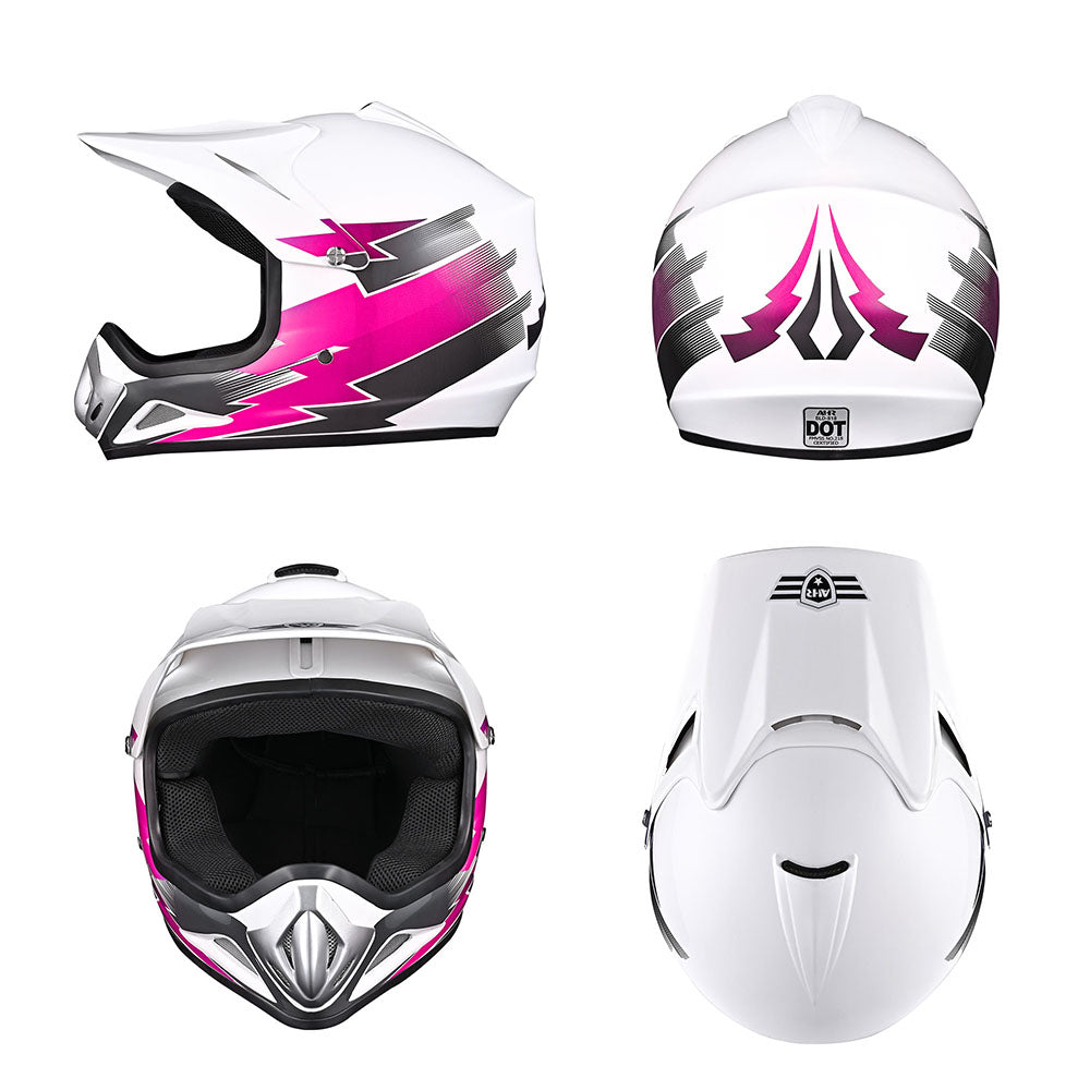 AHR Dirt Bike Helmet for Youth H-VEN12 DOT Pink