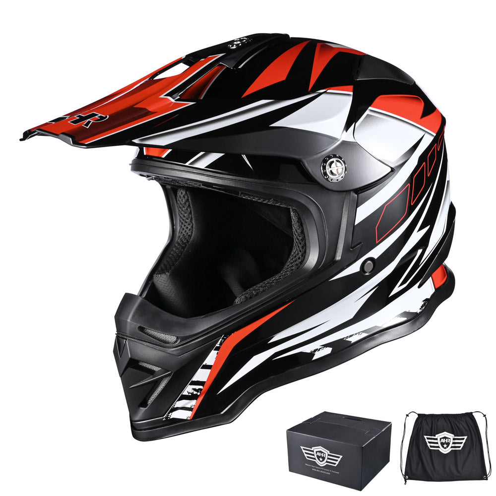 AHR DOT Dirt Bike Motocross Helmet Black Red