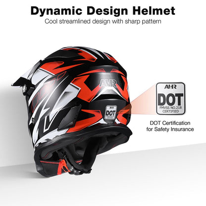 AHR DOT Dirt Bike Motocross Helmet Black Red