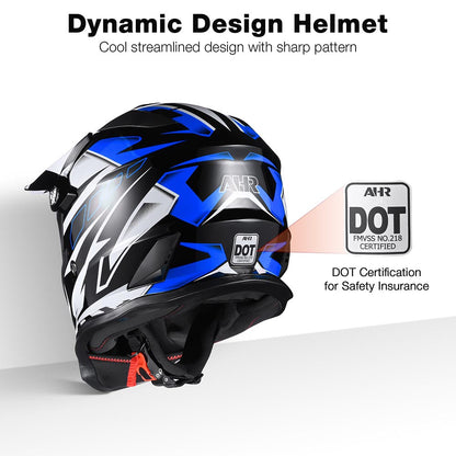 AHR DOT Dirt Bike Motocross Helmet Black Blue