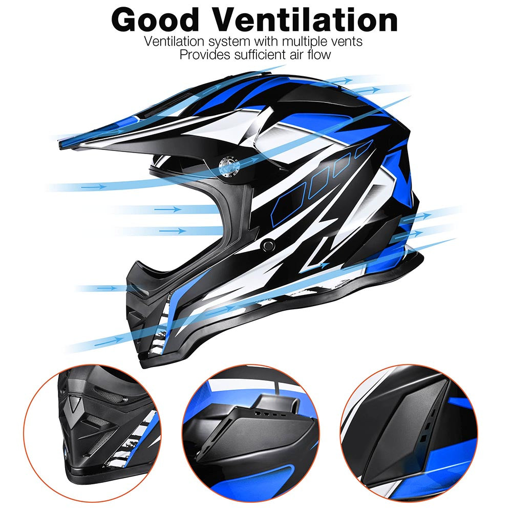 AHR DOT Dirt Bike Motocross Helmet Black Blue