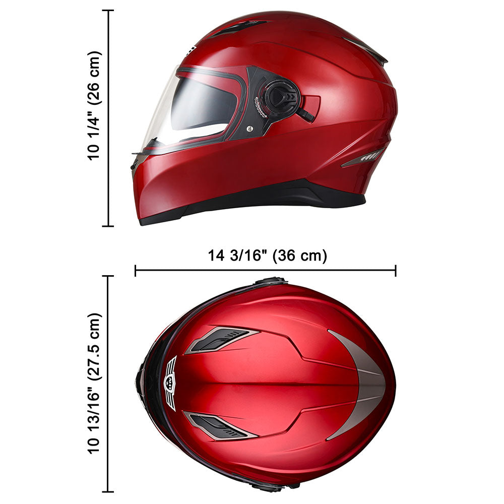 AHR DOT Motorcycle Helmet Full Face Dual Visors Red