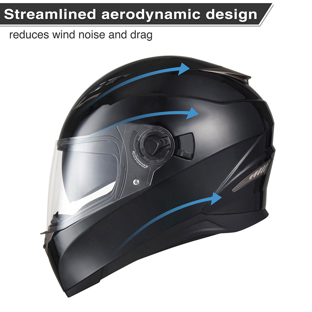 AHR DOT Motorcycle Helmet Full Face Dual Visors Black