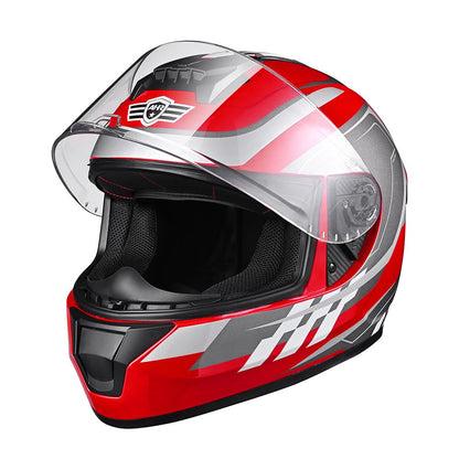 AHR RUN-F3 DOT Motorcycle Helmet Full Face Red