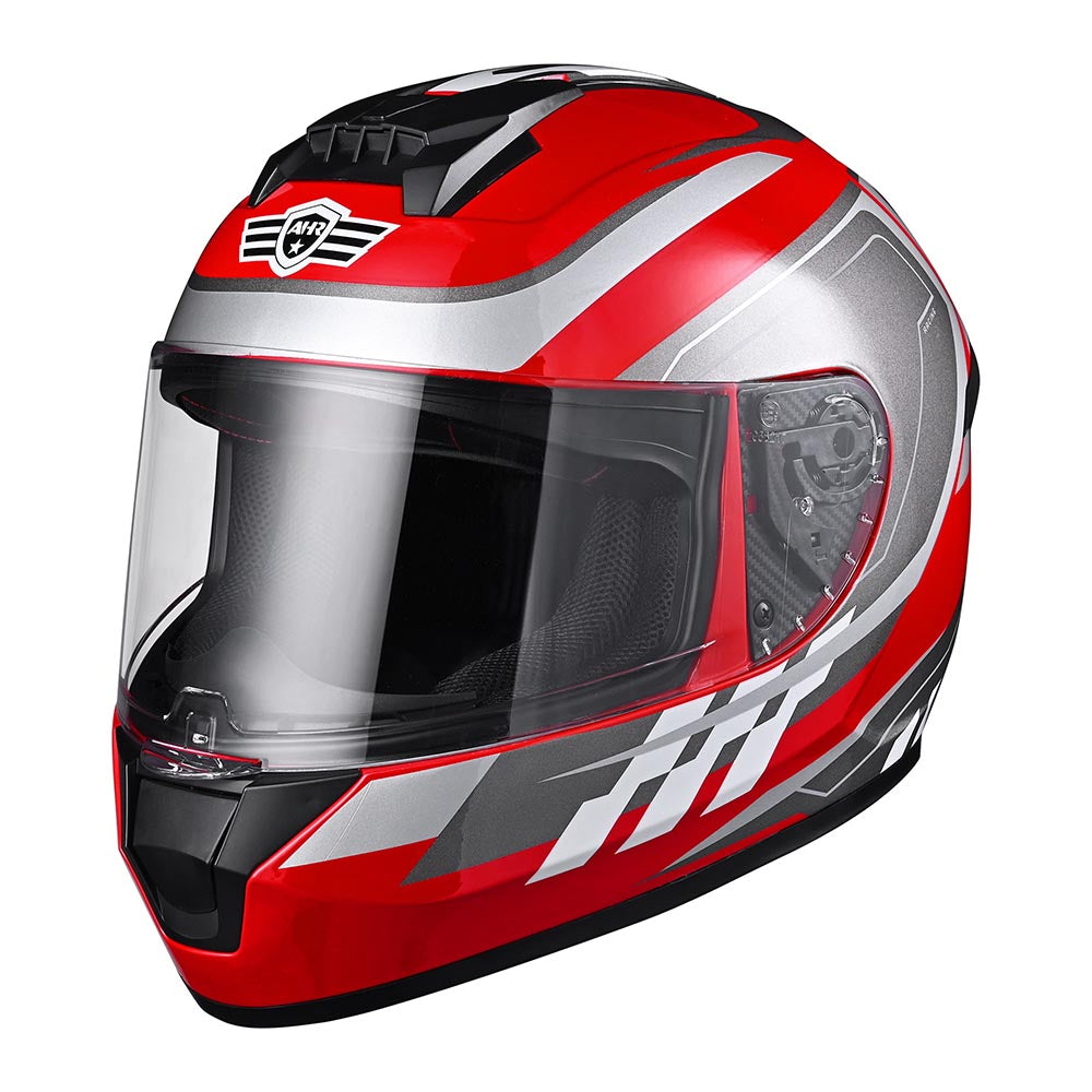 AHR RUN-F3 DOT Motorcycle Helmet Full Face Red