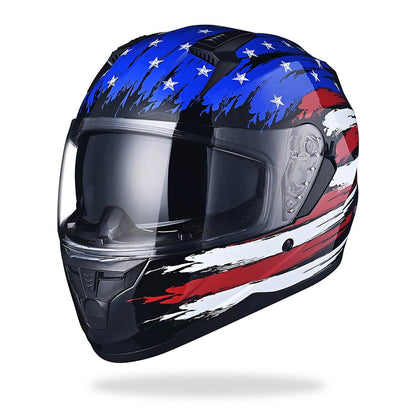 AHR RUN-F DOT Full Face Helmet Dual Visor Flag