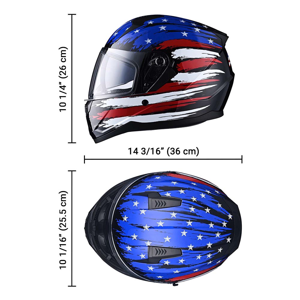 AHR RUN-F DOT Full Face Helmet Dual Visor Flag