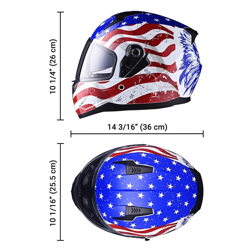 AHR RUN-F DOT Full Face Helmet Dual Visor Eagle