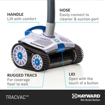 Hayward TracVac Lightweight Suction Vacuum Cleaner for In Ground Pools, White