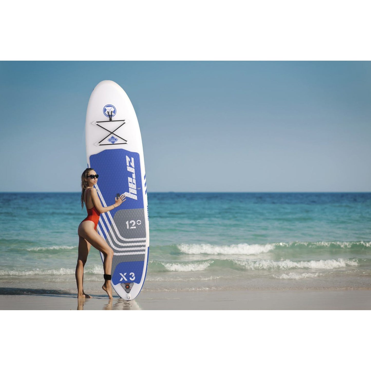 Zray 12' X-Rider Epic X3 Inflatable SUP All Around Paddle Board Kit, Blue/White