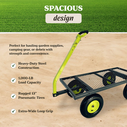 Yard Tuff 2-in-1 Jumbo Gardening and Yard Wagon with 1000 lb. Capacity, Grey