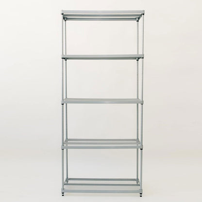 Design Ideas MeshWorks 5 Tier Metal Storage Shelving Unit Rack Bookshelf, Silver