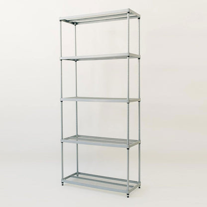 Design Ideas MeshWorks 5 Tier Metal Storage Shelving Unit Rack Bookshelf, Silver