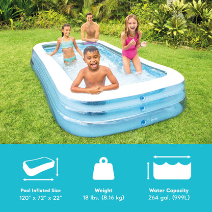 Intex Swim Center Family Backyard Inflatable Kiddie Swimming Pool, Color Varies