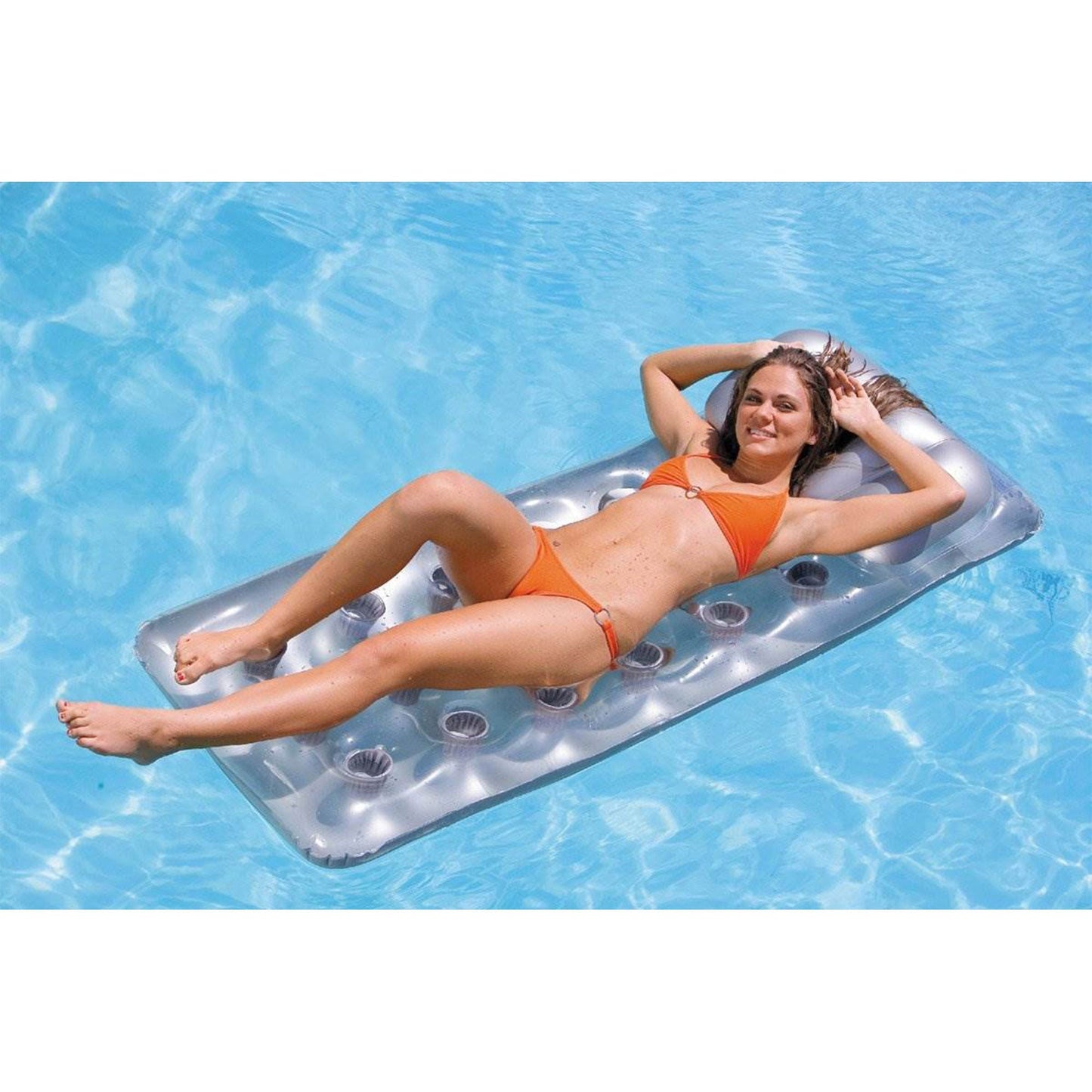 Intex 58894EP 18-Pocket French Mattress Suntanner Pool Lounger Float w/ Headrest