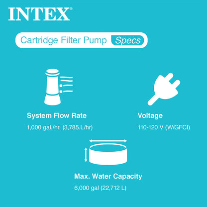 Intex 8.5' x 5.3' x 26" Frame Above Ground Swimming Pool & 1000 GPH Pool  Pump