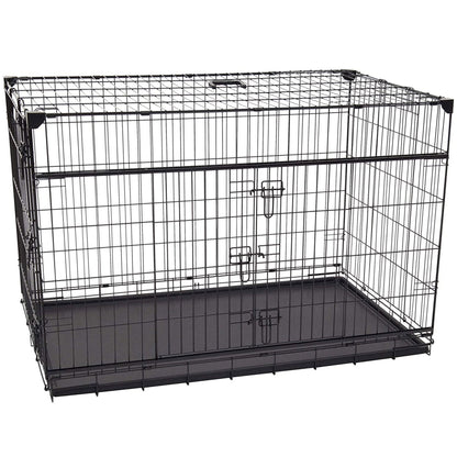 Lucky Dog Dwell Series 48 Inch XL Kennel Secure Fenced Pet Dog Crate, Black