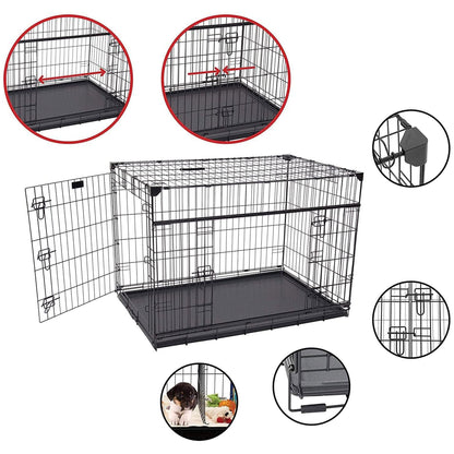 Lucky Dog Dwell Series 48 Inch XL Kennel Secure Fenced Pet Dog Crate, Black