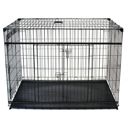 Lucky Dog Dwell Series 48 Inch XL Kennel Secure Fenced Pet Dog Crate, Black