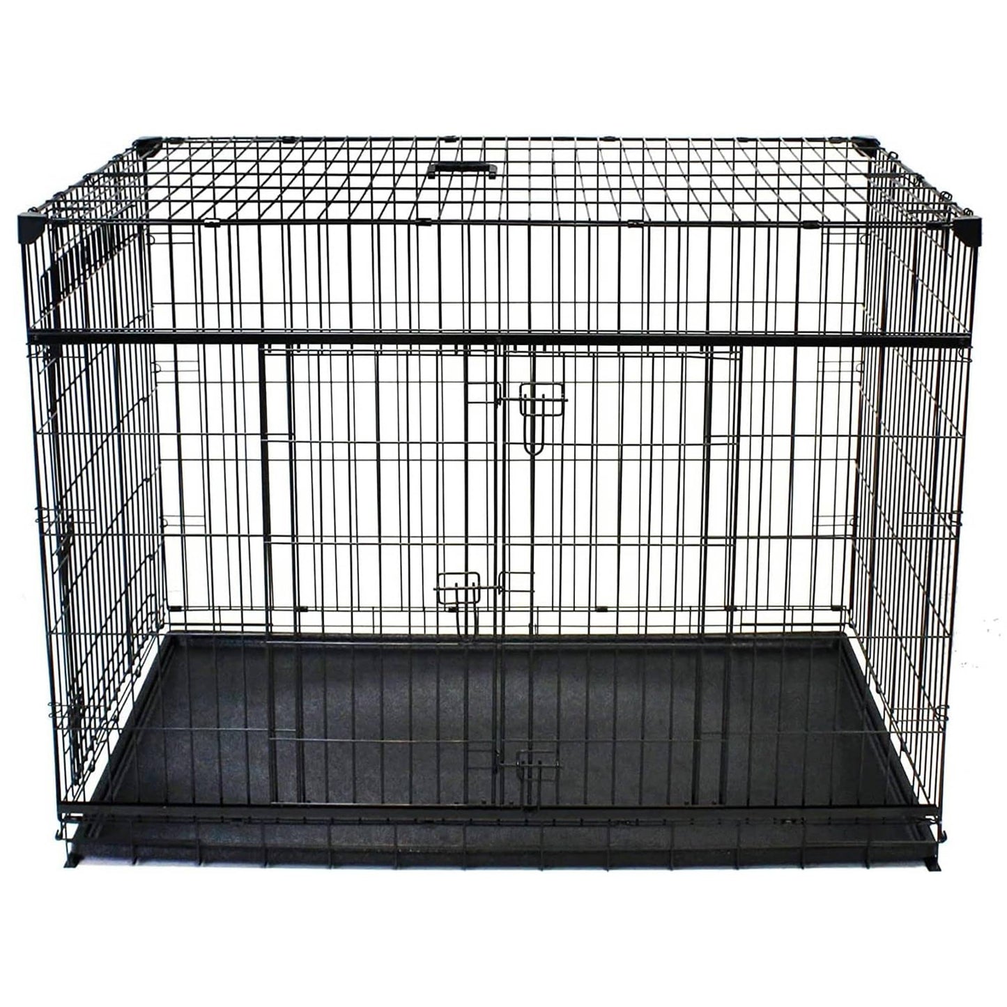 Lucky Dog Dwell Series 42 Inch Large Kennel Secure Fenced Pet Dog Crate, Black