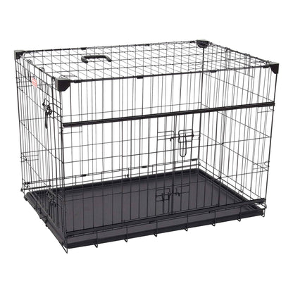 Lucky Dog Dwell Series 36 Inch M/L Kennel Secure Fenced Pet Dog Crate, Black