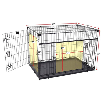 Lucky Dog Dwell Series 36 Inch M/L Kennel Secure Fenced Pet Dog Crate, Black