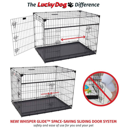 Lucky Dog Dwell Series 36 Inch M/L Kennel Secure Fenced Pet Dog Crate, Black