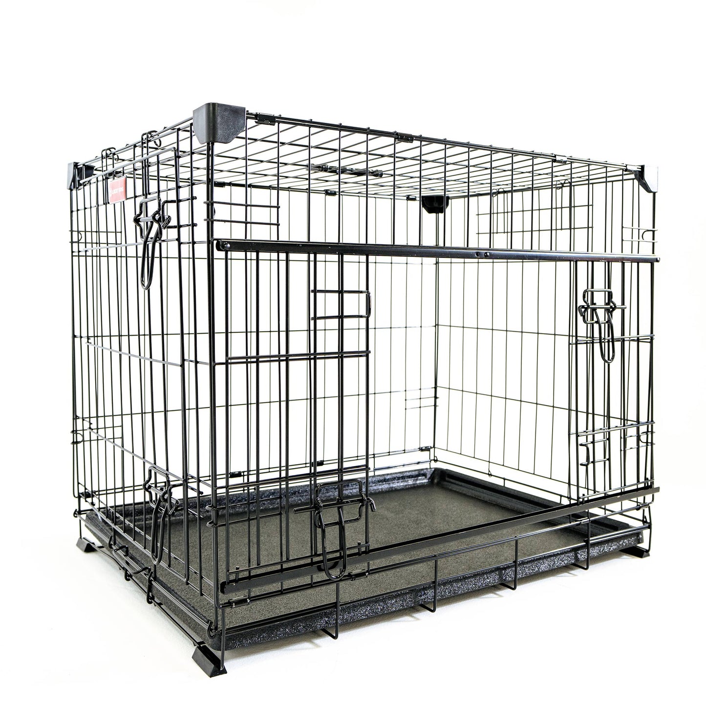 Lucky Dog Dwell Series 36 Inch M/L Kennel Secure Fenced Pet Dog Crate, Black