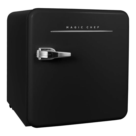 Magic Chef 1.6 Cubic Feet Retro Style Mini Fridge with Interior LED Light, Black