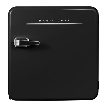 Magic Chef 1.6 Cubic Feet Retro Style Mini Fridge with Interior LED Light, Black